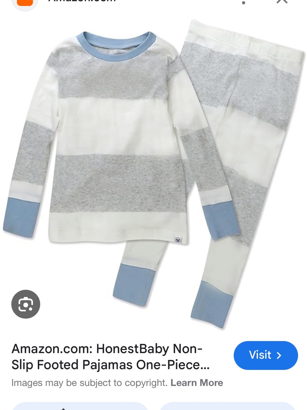 Honest Baby Striped Pajama Set - Light Gray & White